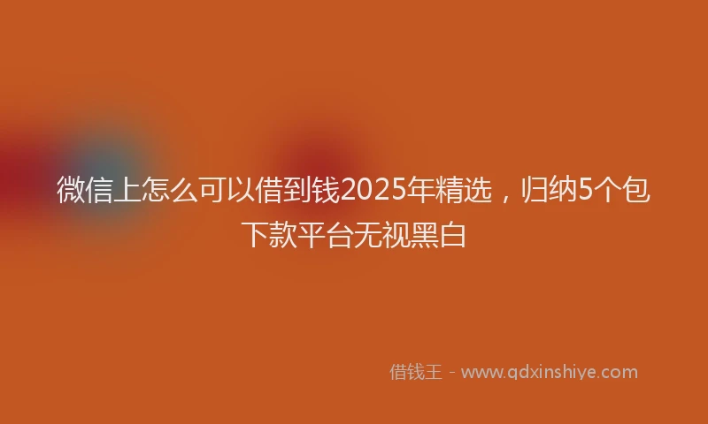 微信上怎么可以借到钱2025年精选，归纳5个包下款平台无视黑白