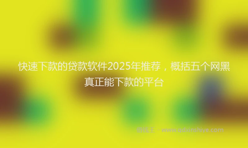 快速下款的贷款软件2025年推荐，概括五个网黑真正能下款的平台