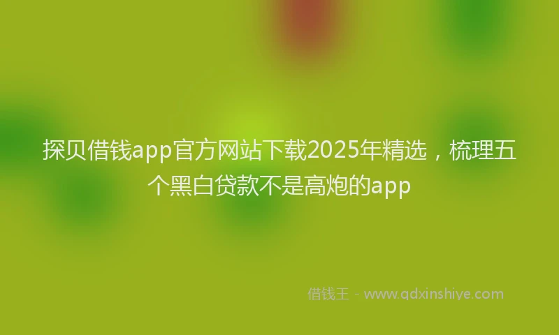 探贝借钱app官方网站下载2025年精选，梳理五个黑白贷款不是高炮的app