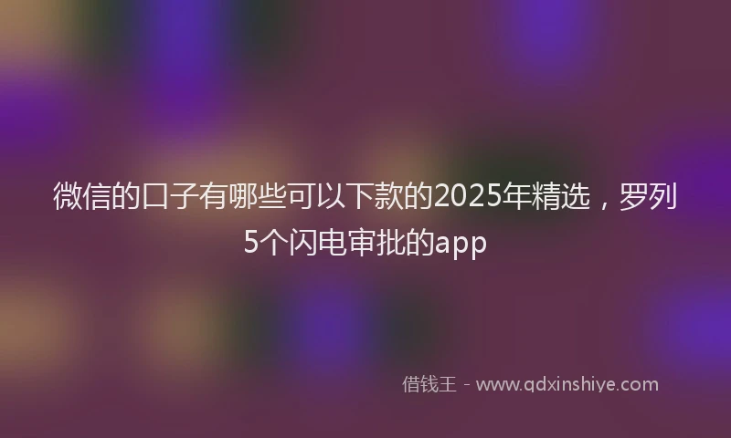 微信的口子有哪些可以下款的2025年精选，罗列5个闪电审批的app