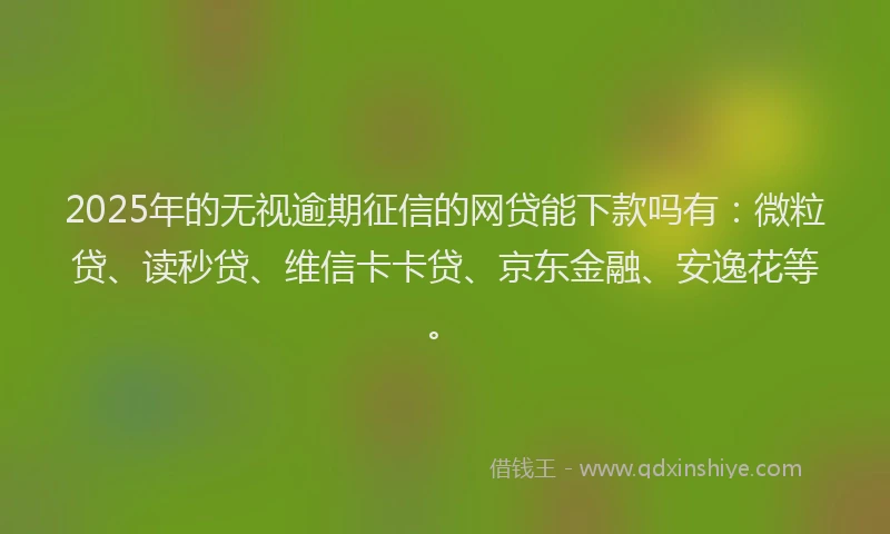 2025年的无视逾期征信的网贷能下款吗有：微粒贷、读秒贷、维信卡卡贷、京东金融、安逸花等。