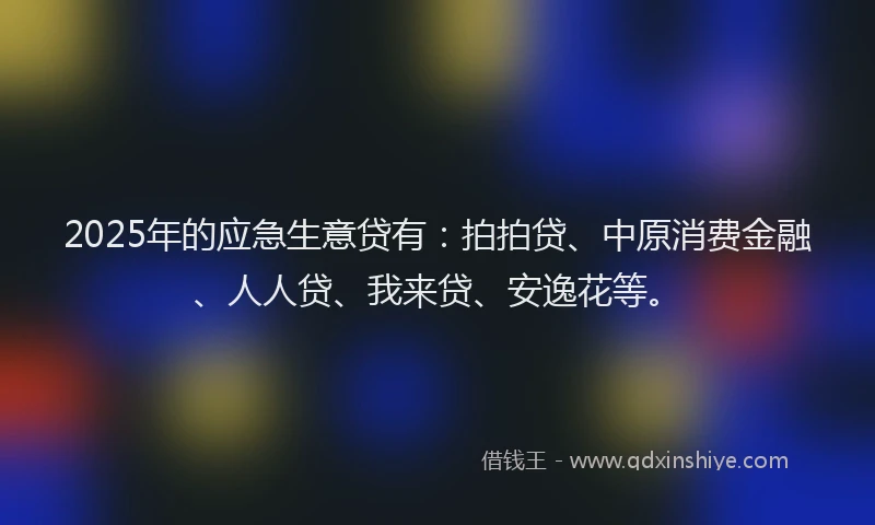 2025年的应急生意贷有：拍拍贷、中原消费金融、人人贷、我来贷、安逸花等。