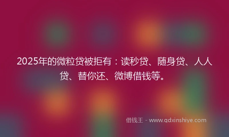 2025年的微粒贷被拒有：读秒贷、随身贷、人人贷、替你还、微博借钱等。