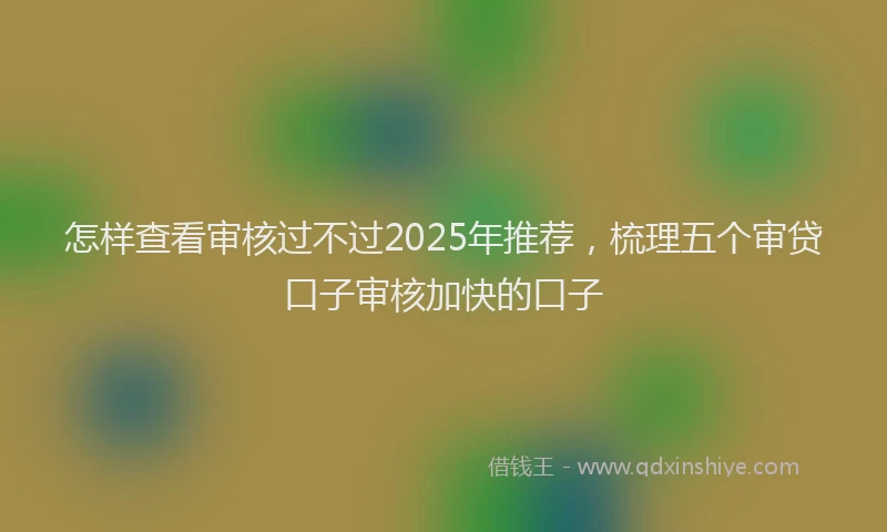 怎样查看审核过不过2025年推荐，梳理五个审贷口子审核加快的口子