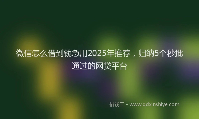 微信怎么借到钱急用2025年推荐，归纳5个秒批通过的网贷平台