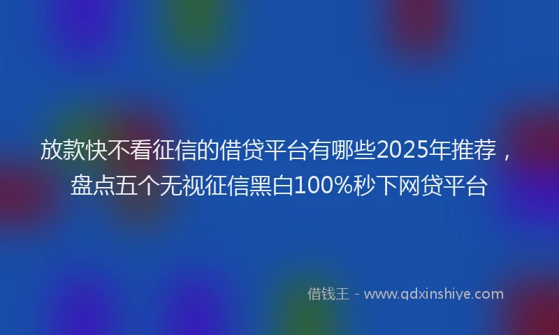 放款快不看征信的借贷平台有哪些2025年推荐，盘点五个无视征信黑白100%秒下网贷平台