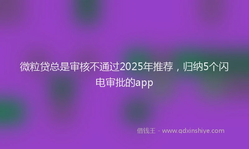 微粒贷总是审核不通过2025年推荐，归纳5个闪电审批的app