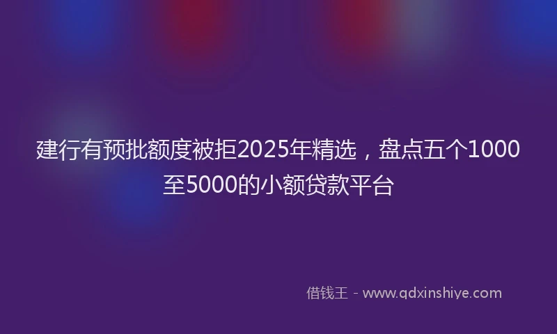 建行有预批额度被拒2025年精选，盘点五个1000至5000的小额贷款平台