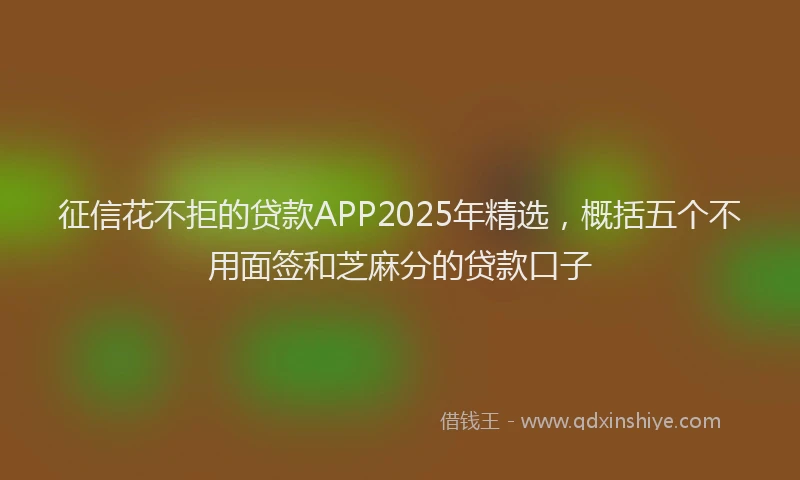 征信花不拒的贷款APP2025年精选，概括五个不用面签和芝麻分的贷款口子
