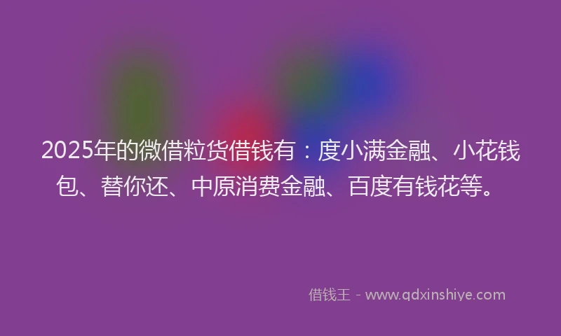 2025年的微借粒货借钱有：度小满金融、小花钱包、替你还、中原消费金融、百度有钱花等。