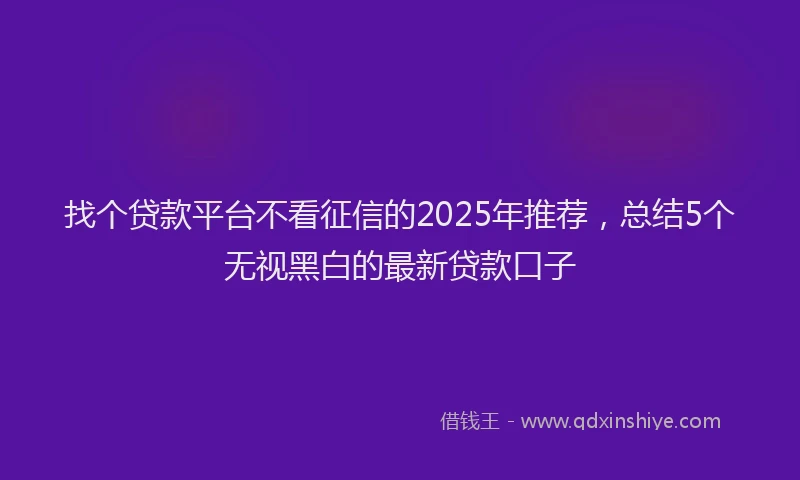 找个贷款平台不看征信的2025年推荐，总结5个无视黑白的最新贷款口子