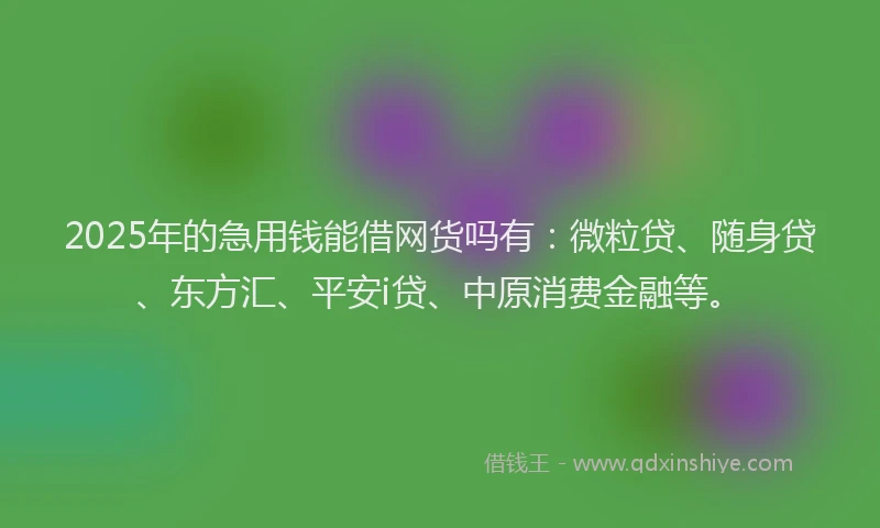 2025年的急用钱能借网货吗有：微粒贷、随身贷、东方汇、平安i贷、中原消费金融等。