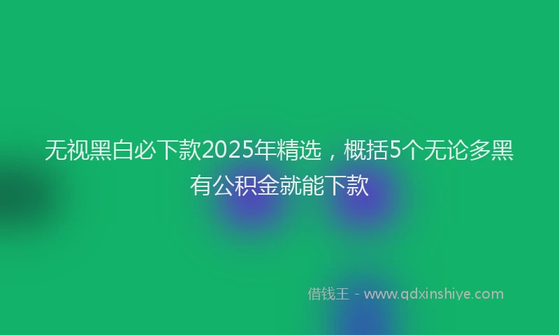 无视黑白必下款2025年精选，概括5个无论多黑有公积金就能下款
