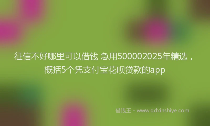 征信不好哪里可以借钱 急用500002025年精选，概括5个凭支付宝花呗贷款的app
