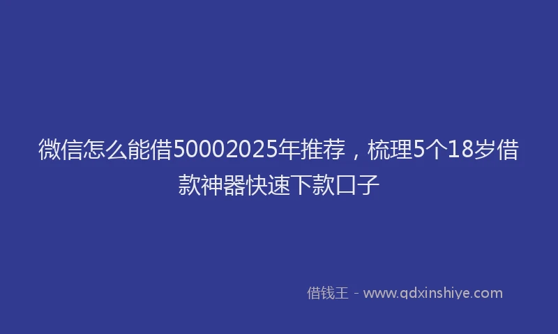微信怎么能借50002025年推荐，梳理5个18岁借款神器快速下款口子
