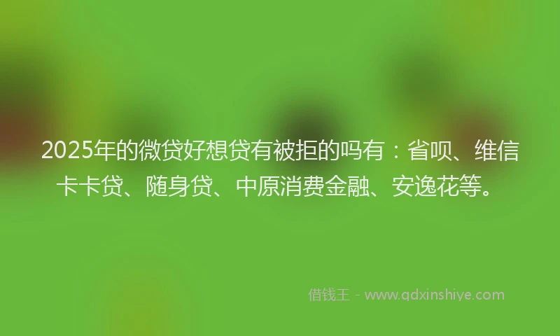 2025年的微贷好想贷有被拒的吗有：省呗、维信卡卡贷、随身贷、中原消费金融、安逸花等。