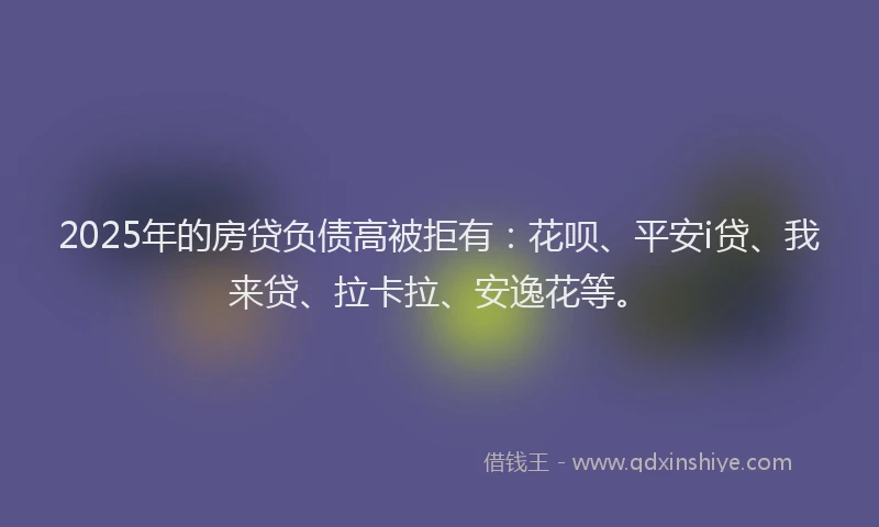 2025年的房贷负债高被拒有：花呗、平安i贷、我来贷、拉卡拉、安逸花等。