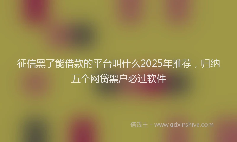 征信黑了能借款的平台叫什么2025年推荐，归纳五个网贷黑户必过软件