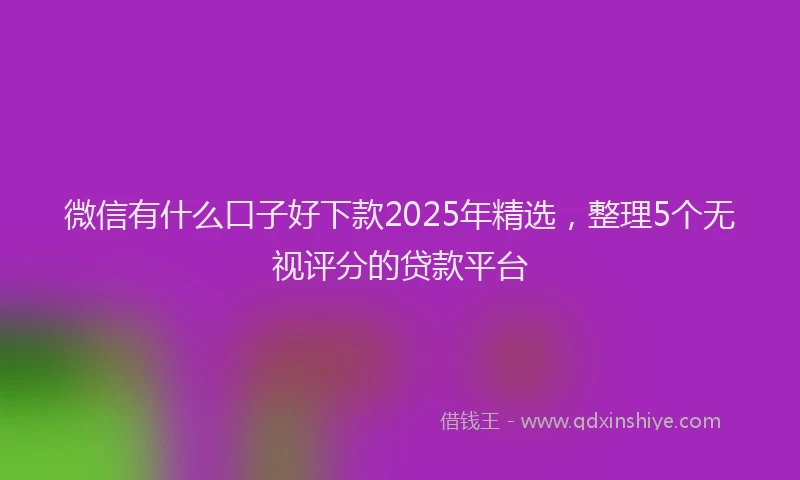 微信有什么口子好下款2025年精选，整理5个无视评分的贷款平台