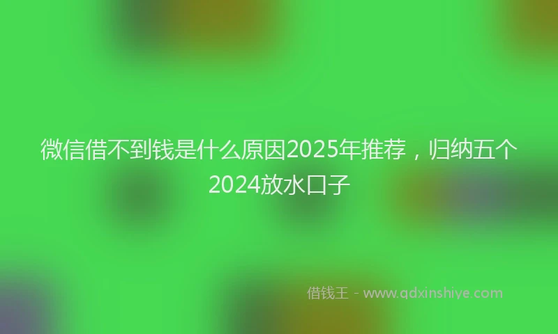 微信借不到钱是什么原因2025年推荐，归纳五个2024放水口子