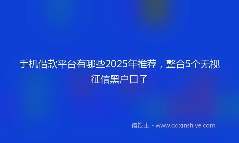 手机借款平台有哪些2025年推荐，整合5个无视征信黑户口子