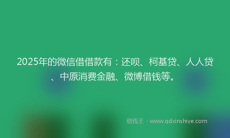 2025年的微信借借款有：还呗、柯基贷、人人贷、中原消费金融、微博借钱等。