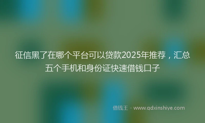 征信黑了在哪个平台可以贷款2025年推荐，汇总五个手机和身份证快速借钱口子