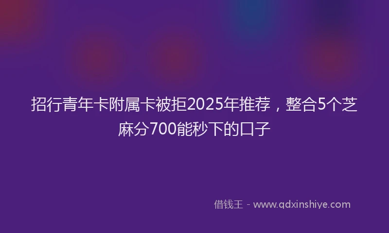 招行青年卡附属卡被拒2025年推荐，整合5个芝麻分700能秒下的口子