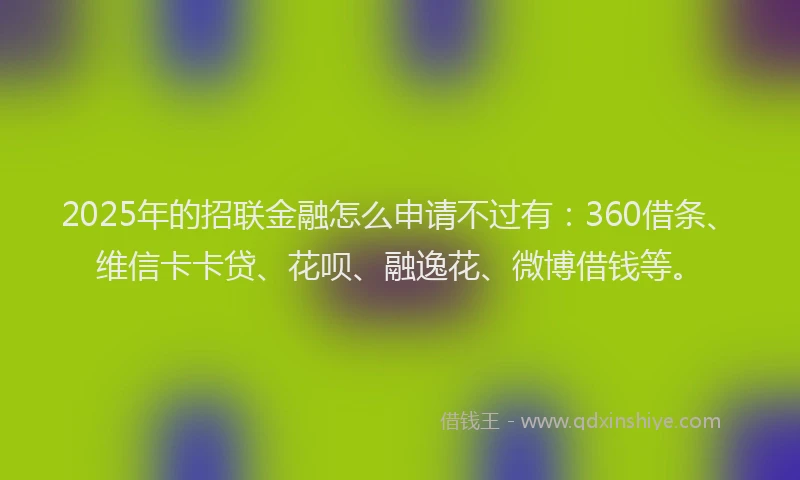 2025年的招联金融怎么申请不过有：360借条、维信卡卡贷、花呗、融逸花、微博借钱等。