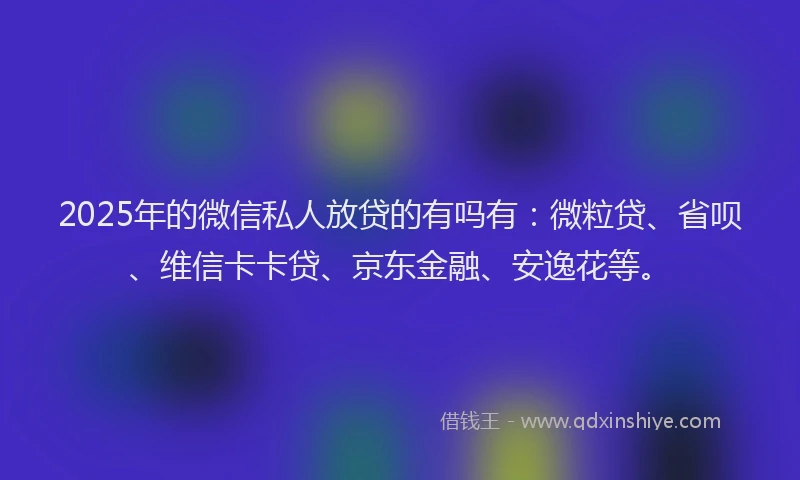 2025年的微信私人放贷的有吗有：微粒贷、省呗、维信卡卡贷、京东金融、安逸花等。