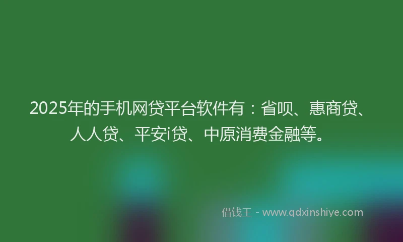 2025年的手机网贷平台软件有：省呗、惠商贷、人人贷、平安i贷、中原消费金融等。