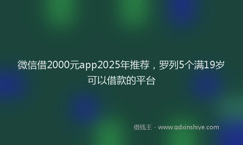 微信借2000元app2025年推荐，罗列5个满19岁可以借款的平台