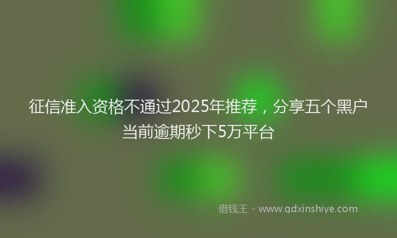 征信准入资格不通过2025年推荐，分享五个黑户当前逾期秒下5万平台