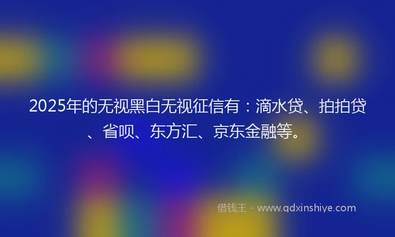 2025年的无视黑白无视征信有：滴水贷、拍拍贷、省呗、东方汇、京东金融等。
