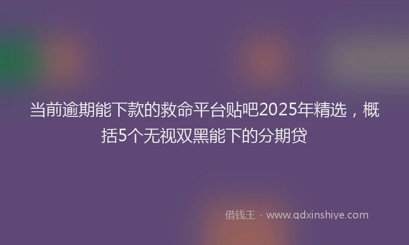 当前逾期能下款的救命平台贴吧2025年精选，概括5个无视双黑能下的分期贷