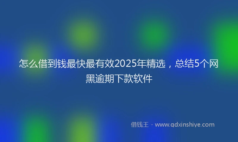 怎么借到钱最快最有效2025年精选，总结5个网黑逾期下款软件