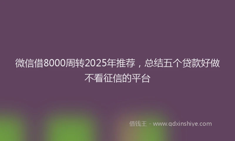微信借8000周转2025年推荐，总结五个贷款好做不看征信的平台