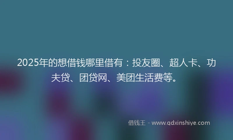 2025年的想借钱哪里借有：投友圈、超人卡、功夫贷、团贷网、美团生活费等。