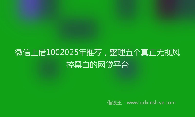 微信上借1002025年推荐，整理五个真正无视风控黑白的网贷平台
