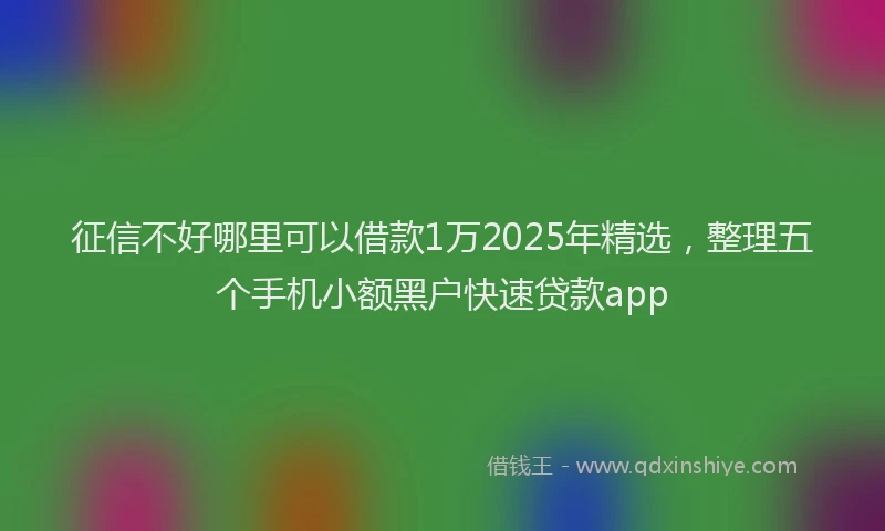 征信不好哪里可以借款1万2025年精选，整理五个手机小额黑户快速贷款app