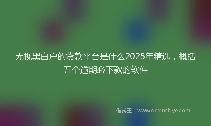 无视黑白户的贷款平台是什么2025年精选，概括五个逾期必下款的软件