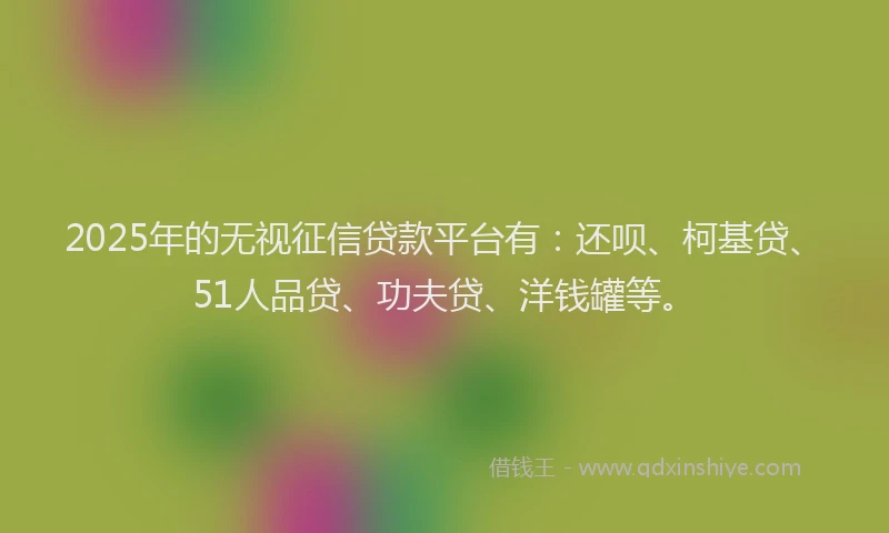 2025年的无视征信贷款平台有：还呗、柯基贷、51人品贷、功夫贷、洋钱罐等。