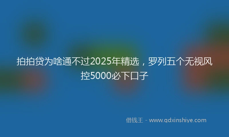 拍拍贷为啥通不过2025年精选，罗列五个无视风控5000必下口子