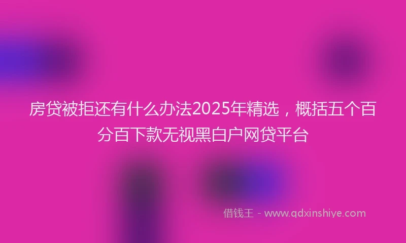 房贷被拒还有什么办法2025年精选，概括五个百分百下款无视黑白户网贷平台