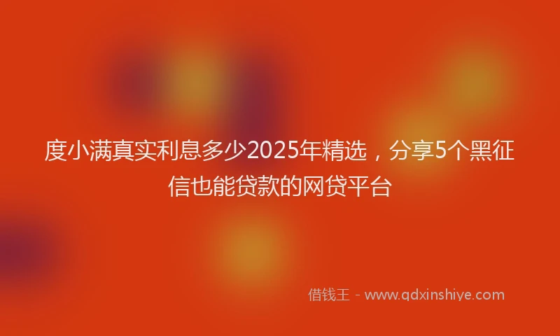 度小满真实利息多少2025年精选，分享5个黑征信也能贷款的网贷平台