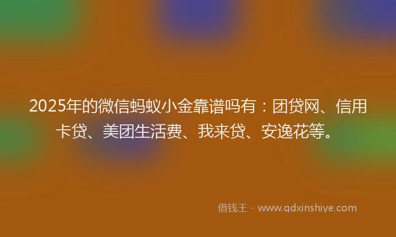 2025年的微信蚂蚁小金靠谱吗有：团贷网、信用卡贷、美团生活费、我来贷、安逸花等。