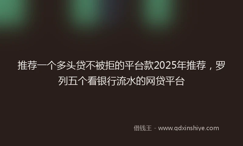 推荐一个多头贷不被拒的平台款2025年推荐，罗列五个看银行流水的网贷平台