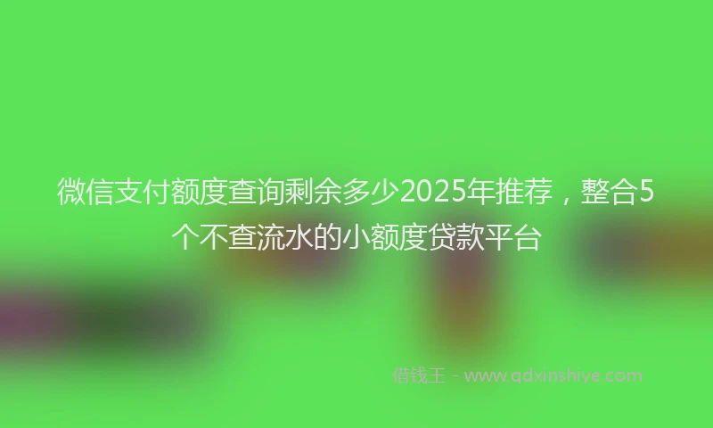 微信支付额度查询剩余多少2025年推荐，整合5个不查流水的小额度贷款平台