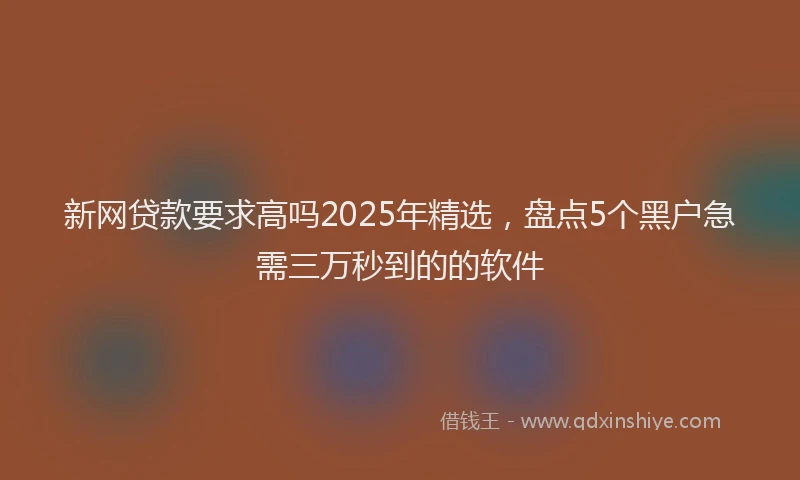 新网贷款要求高吗2025年精选，盘点5个黑户急需三万秒到的的软件