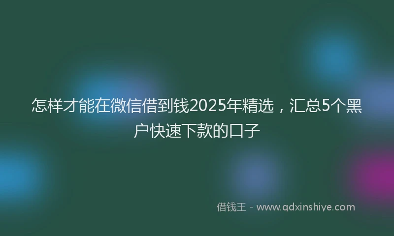 怎样才能在微信借到钱2025年精选，汇总5个黑户快速下款的口子